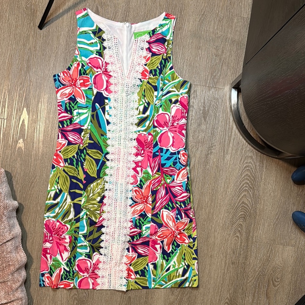 Pappagallo Floral Sleeveless Dress with Lace Detail sz 10